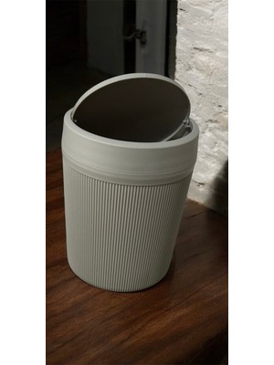 PremiumPort Bej Renkli Klik Kapaklı Banyo ve Mutfak Çöp Kovası