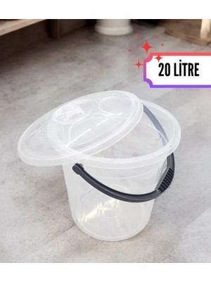 PremiumPort 20 Litre Çok Amaçlı Şeffaf Kapaklı Dayanıklı Plastik Kova