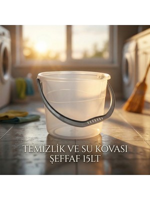 PremiumPort 15 Litre Şeffaf Su ve Temizlik Kovası, Dayanıklı ve Kullanışlı