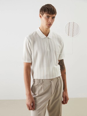 Lc Waikiki Yeni Sezon Polo Yaka Çizgili Erkek Dokulu Tişört