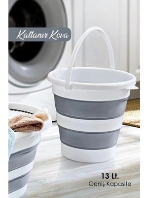 PremiumPort Katlanabilir 13 Lt Silikon Kova, Taşınabilir Su Kovası, Kamp ve Piknik Için