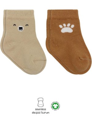 Urfakent Nessiworld Bear Penye Soket Çorap 2'li BS10116 Bej