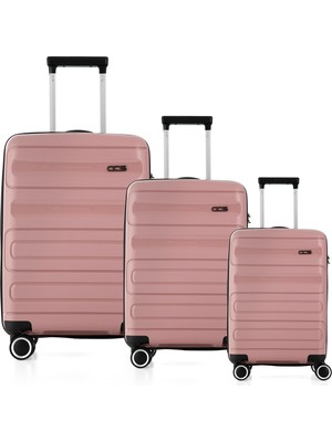 Ççs 5225 3'lü Set Polipropilen Süper Esnek Kırılmaz Tekerlekli Valiz Bavul Seyahat