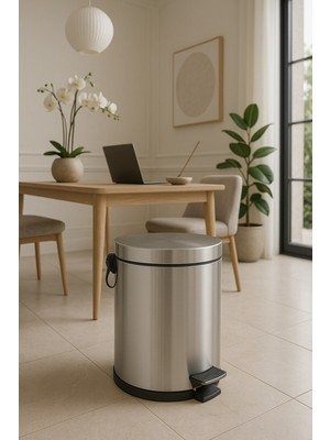 PremiumPort Paslanmaz Çöp Kovası, Pedallı, 8 Lt, Banyo ve Mutfak Için Ideal