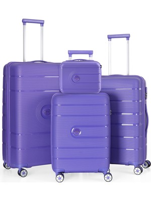 Ççs 5247 4'lü Set Polipropilen Süper Esnek Kırılmaz Tekerlekli Valiz Bavul Seyahat