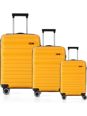 Ççs 5225 3'lü Set Polipropilen Süper Esnek Kırılmaz Tekerlekli Valiz Bavul Seyahat