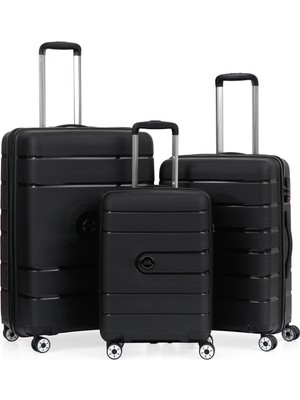 Ççs 5247 3'lü Set Polipropilen Süper Esnek Kırılmaz Tekerlekli Valiz Bavul Seyahat