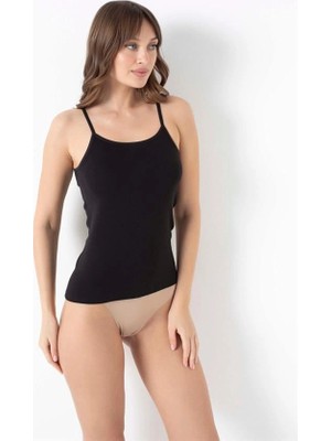 Amora Secret  Likralı Pamuklu Ip Askılı Siyah Atlet Kadın Iç Giyim Rahat Kullanım