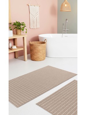 PremiumPort Yıkanabilir Dokuma Banyo Paspası Seti, Kaymaz Taban, Konforlu ve Şık