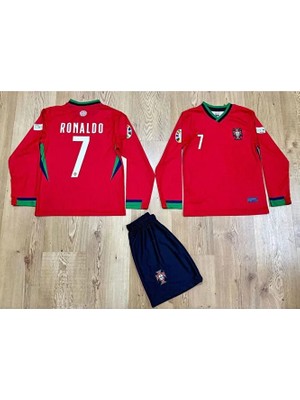 Portekiz 2024/25 Yeni Sezon Cristiano Ronaldo Iç Saha Uzun Kol Çocuk Forması 4'lü Set