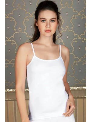 Amora Secret  Likralı Pamuklu Ip Askılı Beyaz Atlet Kadın Iç Giyim Zarif Görünüm