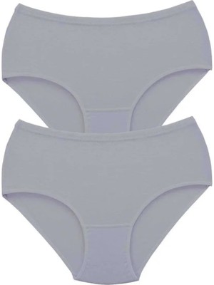 Die Grup 2 Adet Tutku Kadın Yüksek Bel Bato Kalın Lastik Külot Gri