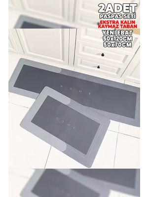 PremiumPort 2'li Su Emici Kaymaz Banyo ve Mutfak Paspası Seti, Ekstra Kalın