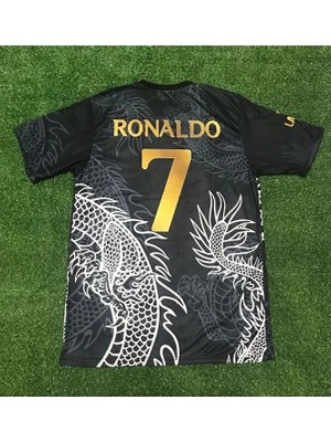 Cristiano Ronaldo 2023/24 Yeni Sezon Dragon Desenli Özel Konsept Forması (Black)
