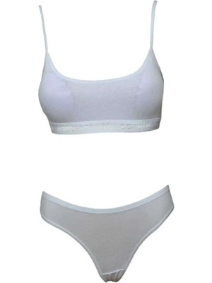 Die Grup Pedli Ip Askılı Yarım Atlet Büstiyer Külot Takım Beyaz