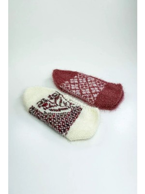 Die Grup 2 Çift El Örgüsü Kışlık Şık Kadın Yün Patik Set 2