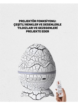 Northcity Dinozor Yumurtası Tasarımlı Projektörlü Gece Lambası - Yıldızlı Gökyüzü Etkisi