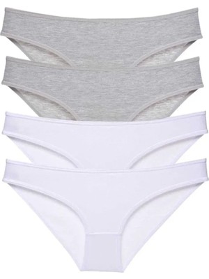 Die Grup 4 Adet Süper Eko Set Likralı Kadın Slip Külot Gri Beyaz