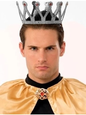 Die Grup  Gümüş Renk Çocuk ve Yetişkin Uyumlu Kral Tacı