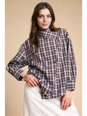 DeFacto Regular Fit Dama Desenli Poplin Uzun Kollu Tunik H4224AX26SP