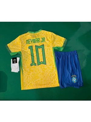 Brezilya 2023/24 Yeni Sezon Neymar Jr Çocuk Forması Şort Çorap 3'lü Set