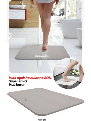 PremiumPort Açık Gri Süper Emici Sihirli Hijyenik Paspas Diatomite Mat