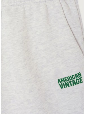American Vintage Gri Kadın Standart Yazı Baskılı Eşofman Altı BAP05AH25GRISCH