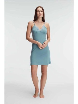 Amora Secret  Ip Askılı V Yaka Viskon Çiçek Desenli Yazlık Mini Dantel Detaylı Gecelik Sabahlık Takımı Kadın Iç Giyim Özel Gün