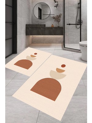 PremiumPort Yumuşak ve Şık 2'li Banyo Paspas Takımı, 100X60 ve 60X50 cm Ölçüler