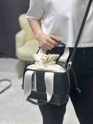 Nues Kadın Hasır Raffia Ip El ve Omuz Çantası