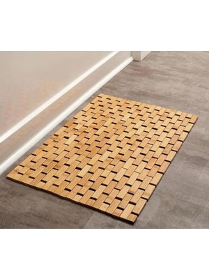 PremiumPort Bambu Duş Paspası 62X42, Kaydırmaz ve Şık Banyo Aksesuarı