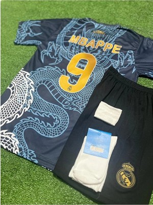 R.madridd 2024/25 Sezonu Kylian Mbappe Dragon Desenli Konsept Çocuk Forması 4'lü Set