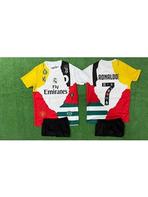Cr7 Özel Tasarım All Team Tişört Şort - Çocuk Alt Üst T-Shırt Şort Ronaldo