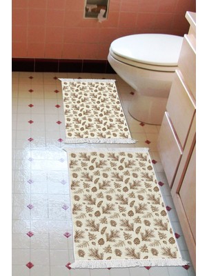 PremiumPort Bej Vintage Klozet Takımı, Kaymaz Tabanlı, Şık ve Kullanışlı Tasarım