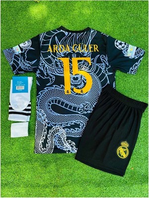 R.e.a.l M.a.d.r.i.d 2024/25 Yeni Sezon Dragon Desenli A.r.d.a G.ü.l.e.r Konsept Çocuk Forması 4'lü