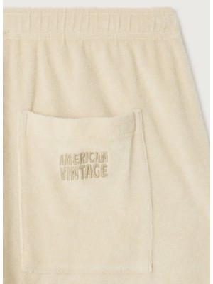 American Vintage Ekru Kadın Logo Baskılı Eşofman Altı FUX05AE26