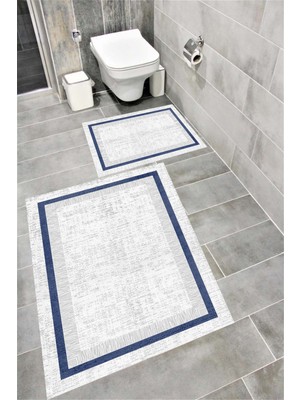 PremiumPort Suya Dayanıklı, Kaymaz Tabanlı, Dijital Baskılı Banyo Paspası Takımı