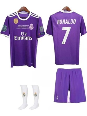 R.e.a.l M.a.d.r.i.d 2017 Cardiff Şampiyonlar Ligi Finali Cristiano Ronaldo Çocuk Forması 3'lü Set