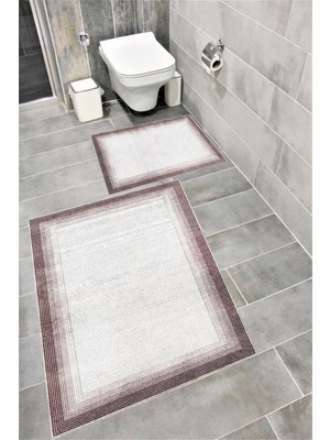 PremiumPort Suya Dayanıklı, Kaymaz Tabanlı, Dijital Baskılı Banyo Paspas Takımı
