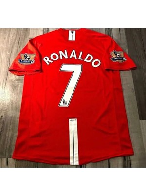 2008 Sezon Cristiano Ronaldo Kırmızı Kısa Kol Yetişkin Futbol Forması (Kırmızı) Ag