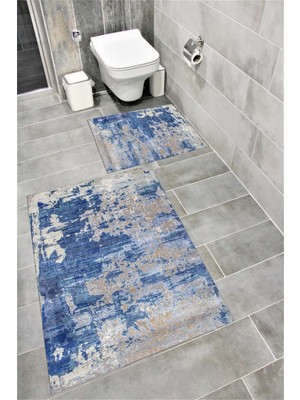 PremiumPort Suya Dayanıklı, Kaymaz Tabanlı, Dijital Baskılı Banyo Paspas Takımı