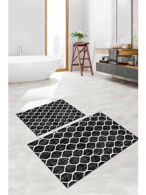 PremiumPort Dijital Baskılı Yıkanabilir Sade Kupa Desenli Banyo Paspası ve Klozet Takımı