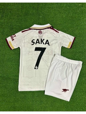 Arsenal 2025/26 Yeni Sezon Bukayo Saka Deplasman Çocuk Forması (Beyaz)