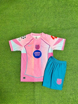Barcelona 2025/26 Yeni Sezon Lamine Yamal Özel Konsept Çocuk Forması (Pink)