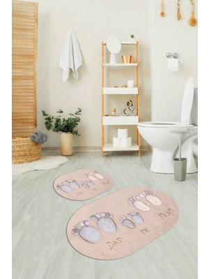 PremiumPort 3D Dijital Baskılı Kaymaz Taban Yıkanabilir Oval Banyo Klozet Takımı