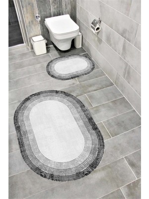 PremiumPort Suya Dayanıklı, Kaymaz Tabanlı Dijital Baskılı Banyo Paspası Takımı