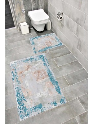 PremiumPort Suya Dayanıklı Dijital Baskılı Kaymaz Banyo Paspası Takımı