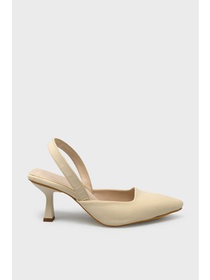 Kanuga Kadın Yazlık Topuklu Ayakkabı Saten Bej LPA1940
