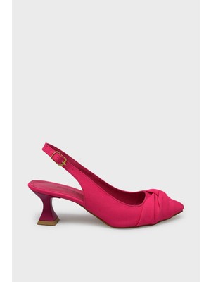 Kanuga Kadın Yazlık Topuklu Ayakkabı Fuşya Saten BB2023-14
