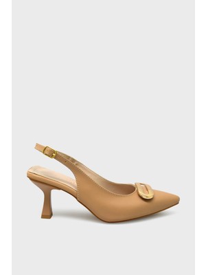 Kanuga Kadın Yazlık Arkası Açık Topuklu Ayakkabı Nut LPA1943-1